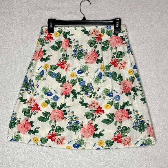 OLD Navy Womens Skirt Floral Linen Blend A-Line Mini Cream Multicolor Size Med. - Picture 2 of 8